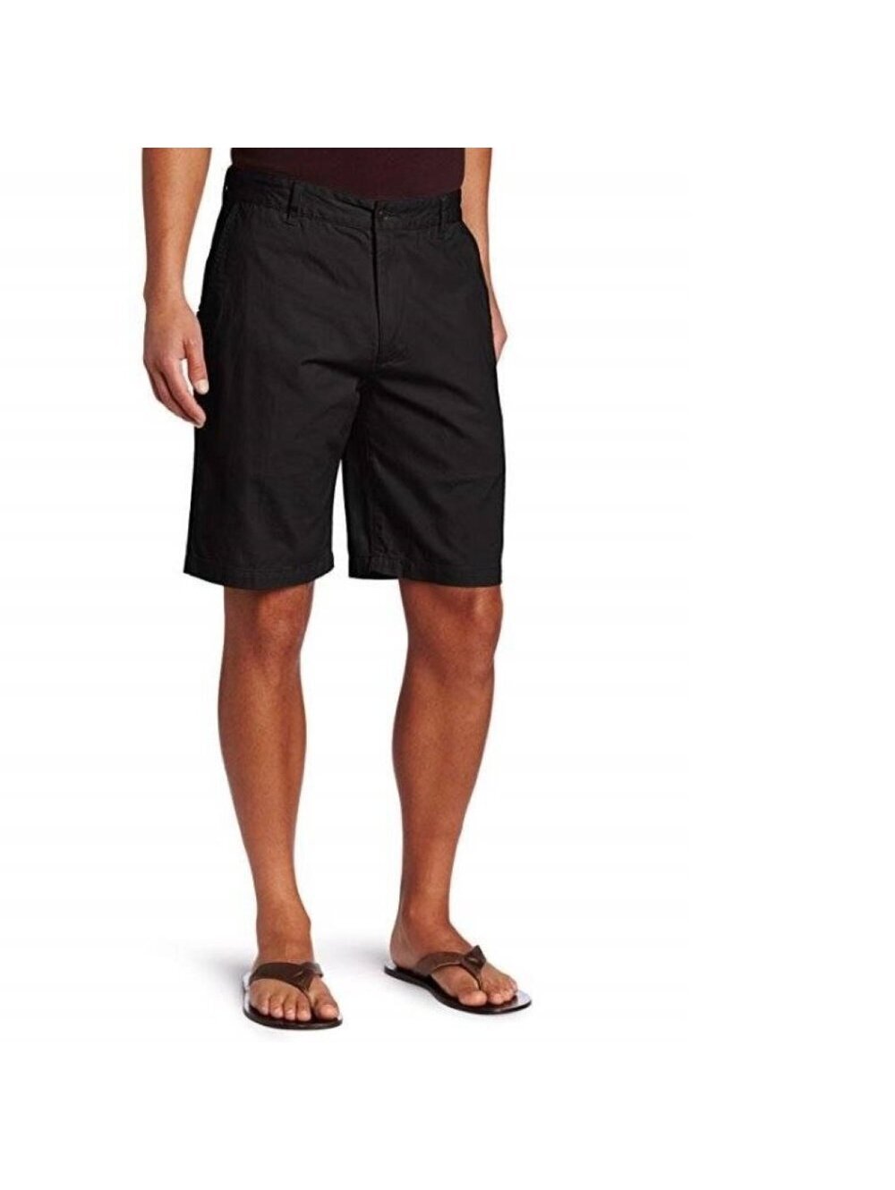 Dockers Shorts 30 Mens D3 Microfiber Black Classic Flat Front 9.5" Inseam 4 Pkt